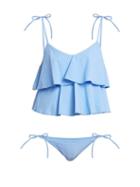 Matchesfashion.com Lisa Marie Fernandez - Imaan Ruffle Bikini - Womens - Blue