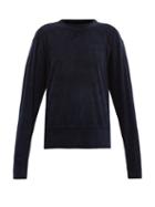 Matchesfashion.com Les Tien - Brushed-back Cotton-blend Velour Sweatshirt - Womens - Navy