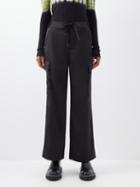 Proenza Schouler White Label - Drawstring-waist Satin Cargo Trousers - Womens - Black