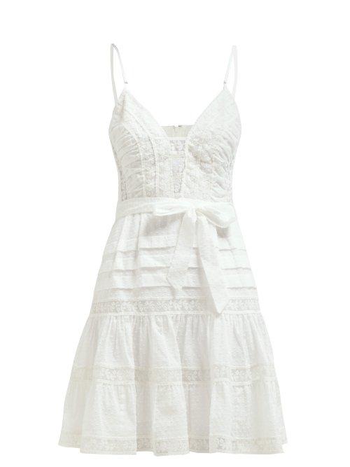 Matchesfashion.com Zimmermann - Honour Lace Panel Ruffle Mini Dress - Womens - White