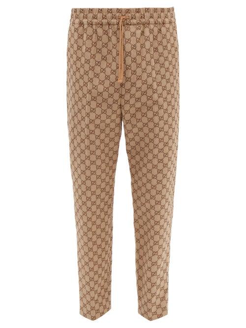 Matchesfashion.com Gucci - Gg Jacquard Cotton Blend Trousers - Mens - Brown