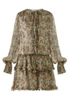 Matchesfashion.com Stella Mccartney - Meadow Print Mini Dress - Womens - Khaki