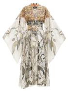 Common Hours - Gardenia-print Cotton-blend Maxi Robe Dress - Womens - Multi