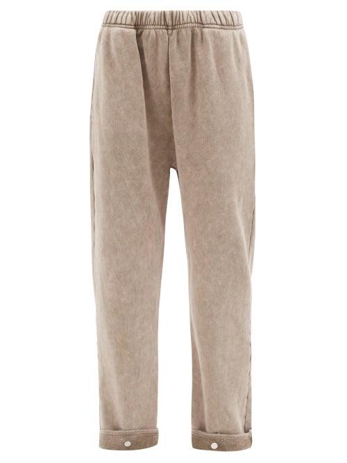 Les Tien - Snap-front Brushed-back Cotton Track Pants - Womens - Grey