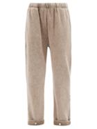 Les Tien - Snap-front Brushed-back Cotton Track Pants - Womens - Grey
