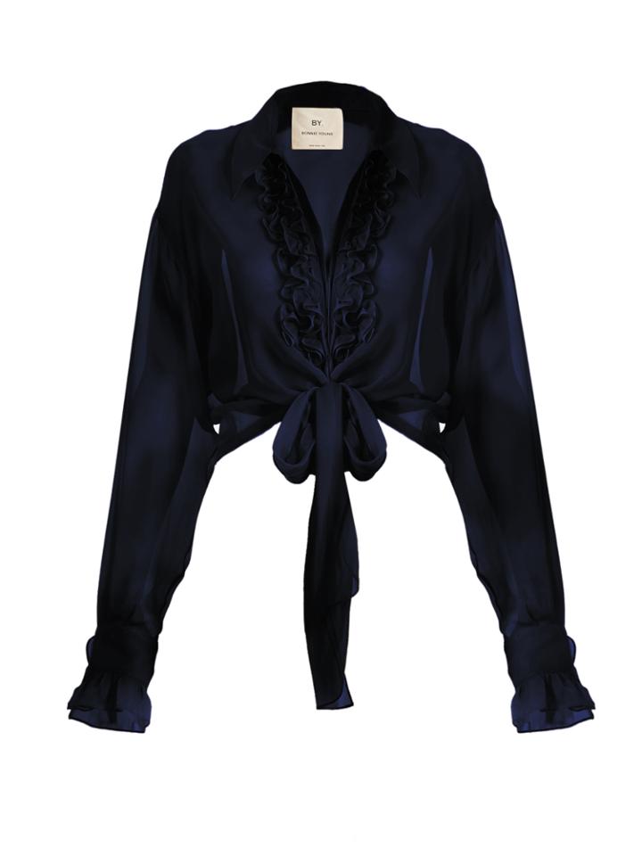 By. Bonnie Young Ruffle-trimmed Cotton-poplin Blouse