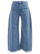 Marques'almeida - Frayed-cuff Wide-leg Jeans - Womens - Light Denim