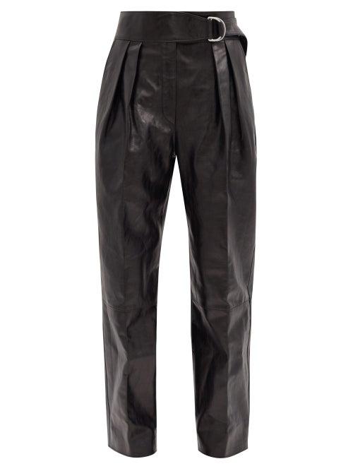 Matchesfashion.com Jil Sander - Napoleon Pleated Leather Wide-leg Trousers - Womens - Black