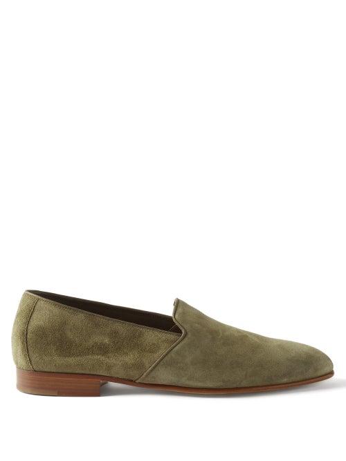 John Lobb - Shore Suede Loafers - Mens - Olive Green