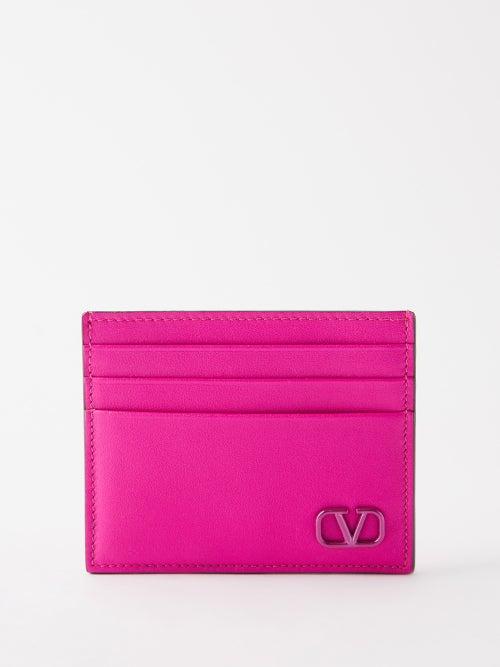 Valentino Garavani - V-logo Leather Cardholder - Mens - Pink