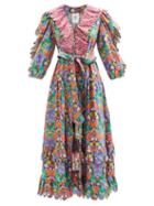 Horror Vacui - Carmen Floral-print Cotton-poplin Dress - Womens - Multi