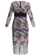 Matchesfashion.com Diane Von Furstenberg - V Neck Floral Lace Dress - Womens - Blue Multi