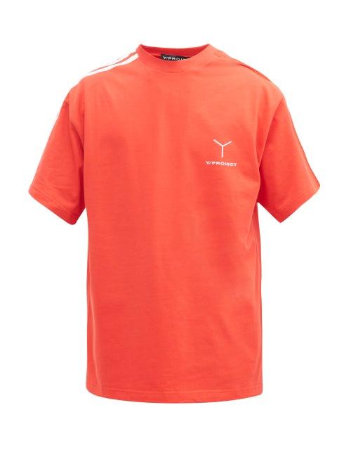 Matchesfashion.com Y/project - Clipped-shoulder Logo-print Cotton-jersey T-shirt - Mens - Red White