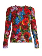 Dolce & Gabbana Floral-print Silk-blend Charmeuse Top