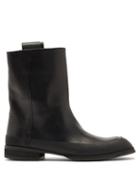 Ladies Shoes The Row - Grunge Flat Leather Ankle Boots - Womens - Black