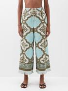 Zimmermann - Lyre Floral-jacquard Cotton-terry Trousers - Womens - Mint