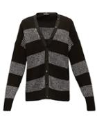 Matchesfashion.com Balenciaga - Logo-print Intarsia-striped Cardigan - Mens - Black White