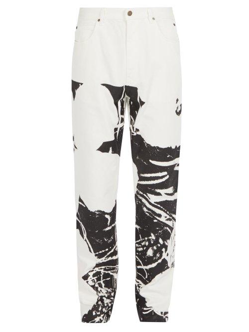 Matchesfashion.com Calvin Klein 205w39nyc - Abstract Print Denim Jeans - Mens - White Black