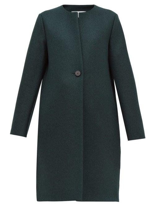 Matchesfashion.com Harris Wharf London - Round Neck Pressed Virgin Wool Felt Coat - Womens - Dark Green