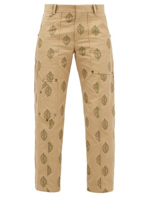 Matchesfashion.com Chlo - Logo-jacquard Cropped Cotton Trousers - Womens - Beige