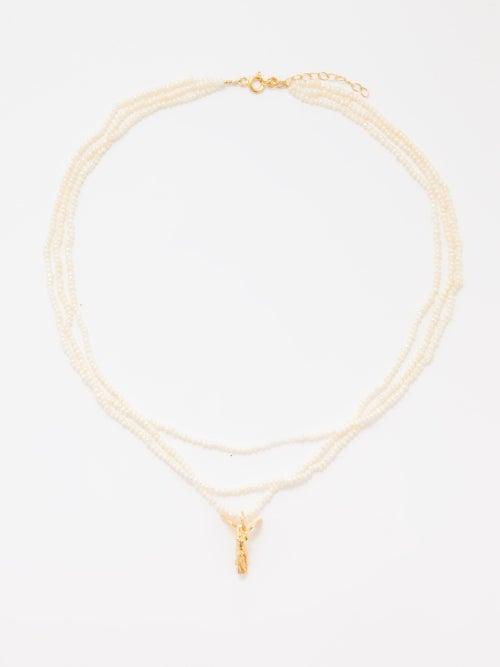 Hermina Athens - Niki Freshwater Pearl & Gold-plated Necklace - Womens - Gold Multi