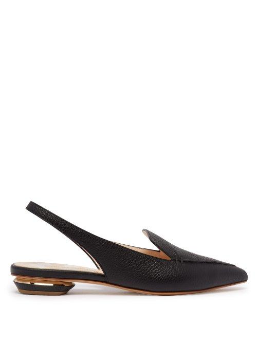 Matchesfashion.com Nicholas Kirkwood - Beya Slingback Grained Leather Loafers - Womens - Black