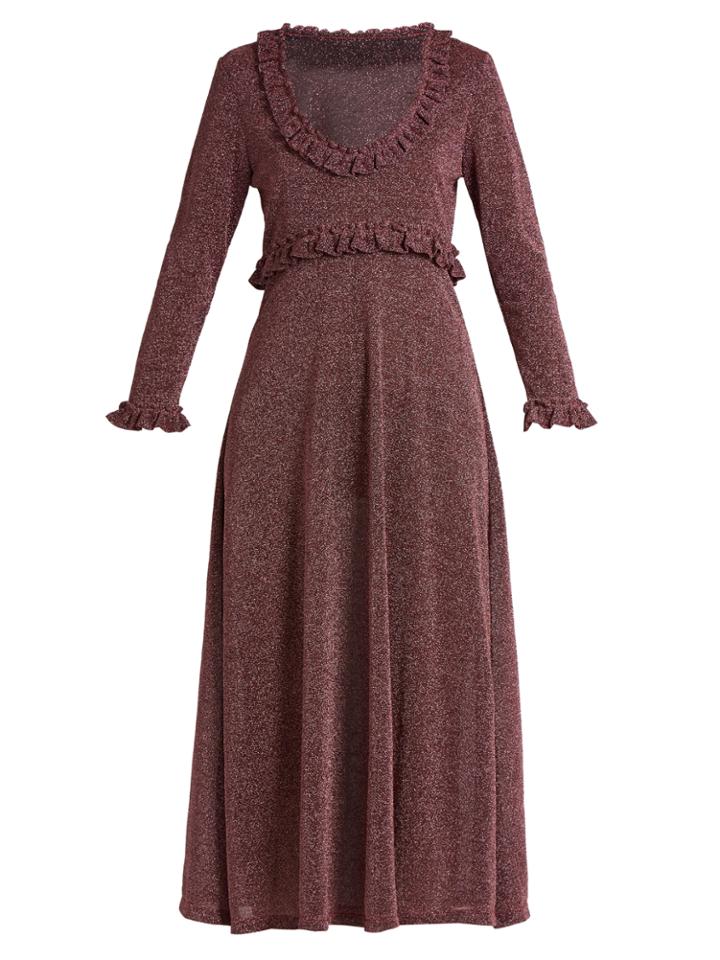 Alexachung Ruffled Scoop-neck Lurex-jersey Dress