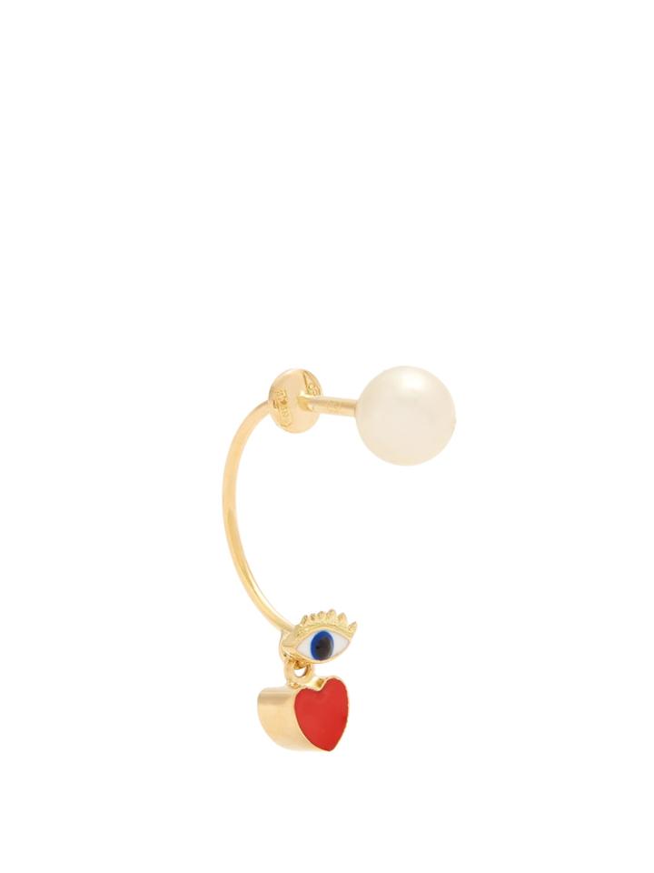 Delfina Delettrez Pearl, Enamel & Yellow-gold Single Earring