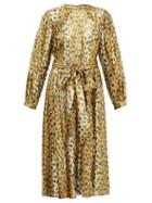 Matchesfashion.com Marc Jacobs - Pleated Leopard Print Silk Blend Lam Midi Dress - Womens - Leopard