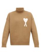 Matchesfashion.com Ami - Ami De Caur Intarsia Wool Roll Neck Sweater - Mens - Beige