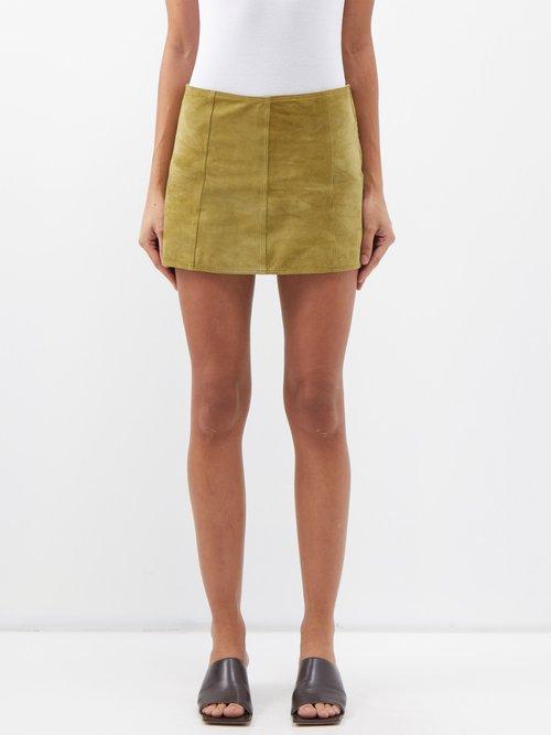 Petar Petrov - Ric Suede Mini Skirt - Womens - Olive Green