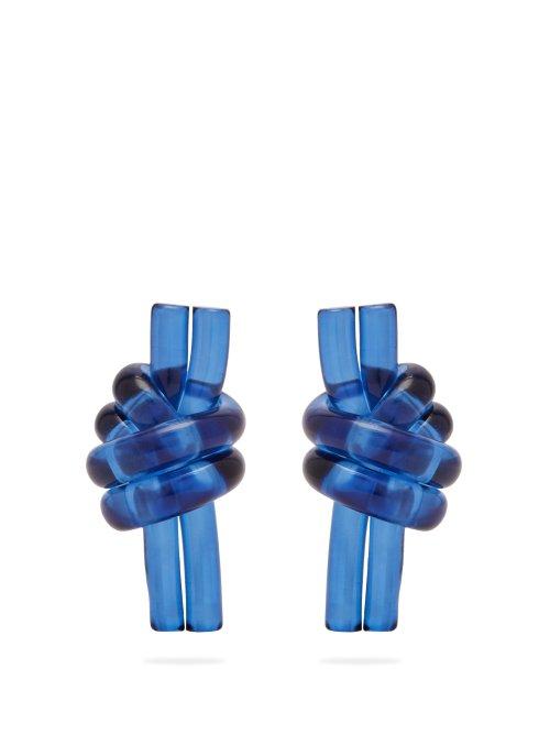 Matchesfashion.com Jw Anderson - Knot Perspex Earrings - Womens - Blue
