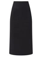 Matchesfashion.com Valentino - Crepe Couture Wool-blend Midi Skirt - Womens - Black