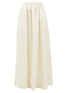Matchesfashion.com Matteau - Hemline-slit Linen-blend Maxi Skirt - Womens - Ivory