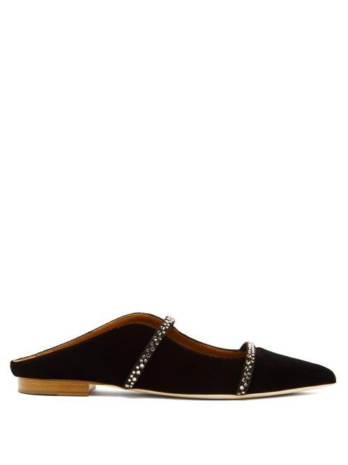 Matchesfashion.com Malone Souliers - Maureen Crystal Embellished Velvet Mules - Womens - Black