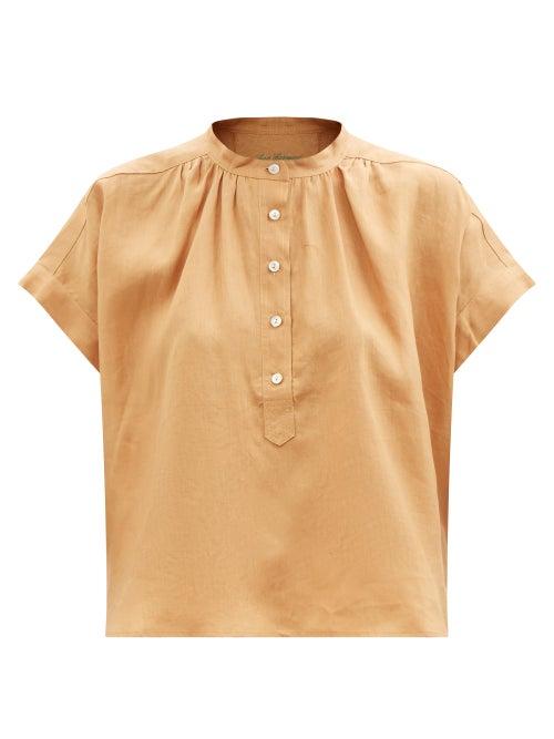 Loup Charmant - Montego Stand-collar Linen Shirt - Womens - Camel