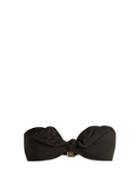 Matchesfashion.com Ephemera - Tie Front Bandeau Bikini Top - Womens - Black