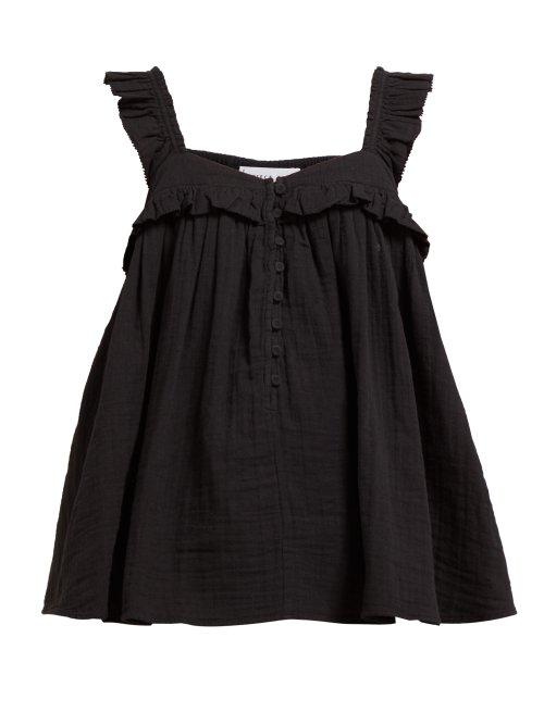 Matchesfashion.com Apiece Apart - Emile Ruffled Cotton Top - Womens - Black