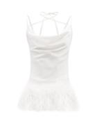 Ladies Rtw 16arlington - Adda Feather-trim Satin Top - Womens - Ivory