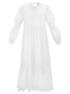 Matchesfashion.com Molly Goddard - Evangeline Tiered Cotton-poplin Midi Dress - Womens - White