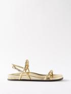 Jimmy Choo - Diosa Metallic-leather Flat Sandals - Womens - Gold