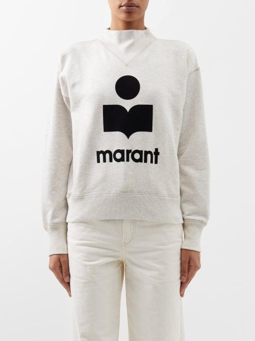 Isabel Marant Toile - Moby Logo-flocked Cotton-blend Jersey Sweatshirt - Womens - White Black