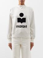 Isabel Marant Toile - Moby Logo-flocked Cotton-blend Jersey Sweatshirt - Womens - White Black