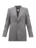 Matchesfashion.com Maison Margiela - Single Breasted Longline Wool Blend Blazer - Womens - Grey