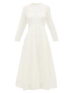 Matchesfashion.com Brock Collection - Swiss Dot Mesh And Organza Overlay Dress - Womens - Ivory