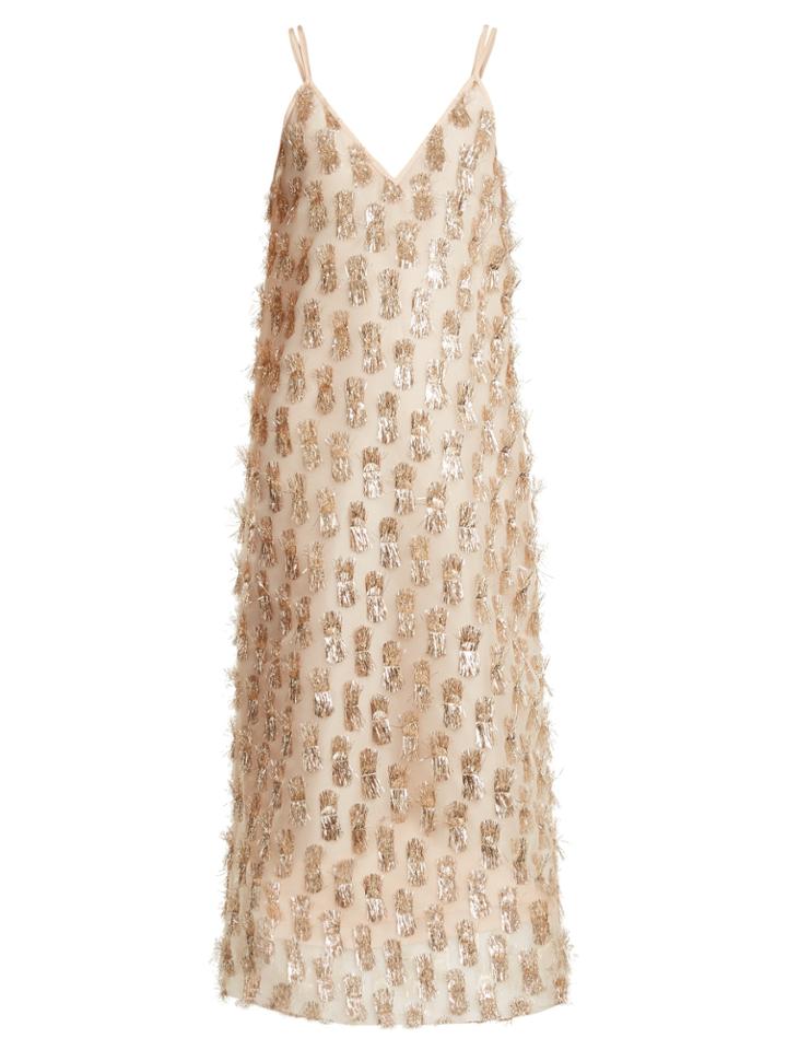 Raey V-neck Tinsel Midi Slip Dress