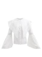 Loretta Caponi - Azzurra Broderie Anglaise Cotton Shirt - Womens - White