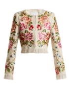 Matchesfashion.com Andrew Gn - Floral Embroidered Linen Blend Jacket - Womens - Beige Multi