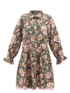 Juliet Dunn - Floral-print Cotton-voile Mini Dress - Womens - Black Multi