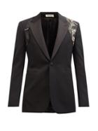 Alexander Mcqueen - Harness Embellished Wool Grain De Poudre Blazer - Mens - Black
